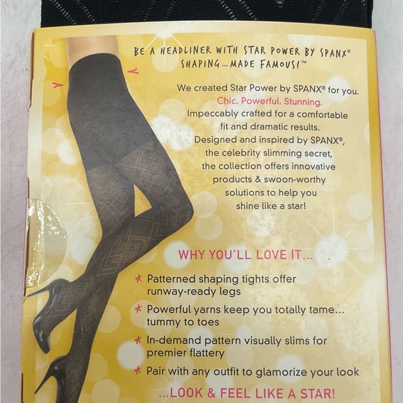 Star Power By Spanx Enter - Stage Patterned Shaping Tights Size B - Picture 3 of 3